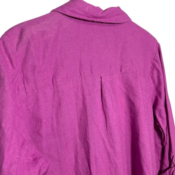 Naturals D&CO. | Wild Orchid Button Up Roll Tab Sleeves Linen Blend Top size L - Picture 15 of 15